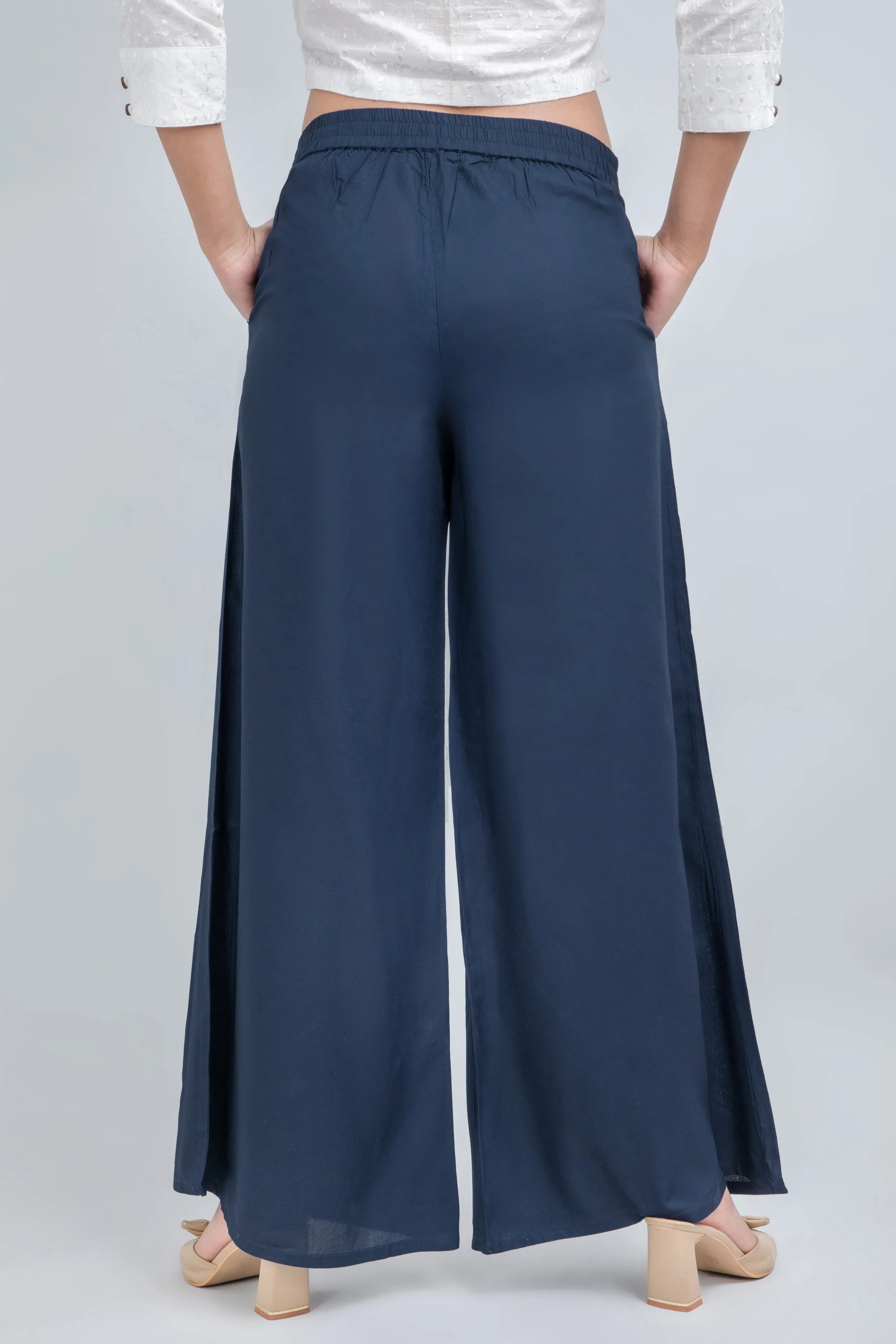 Solid Rayon Palazzo Pants