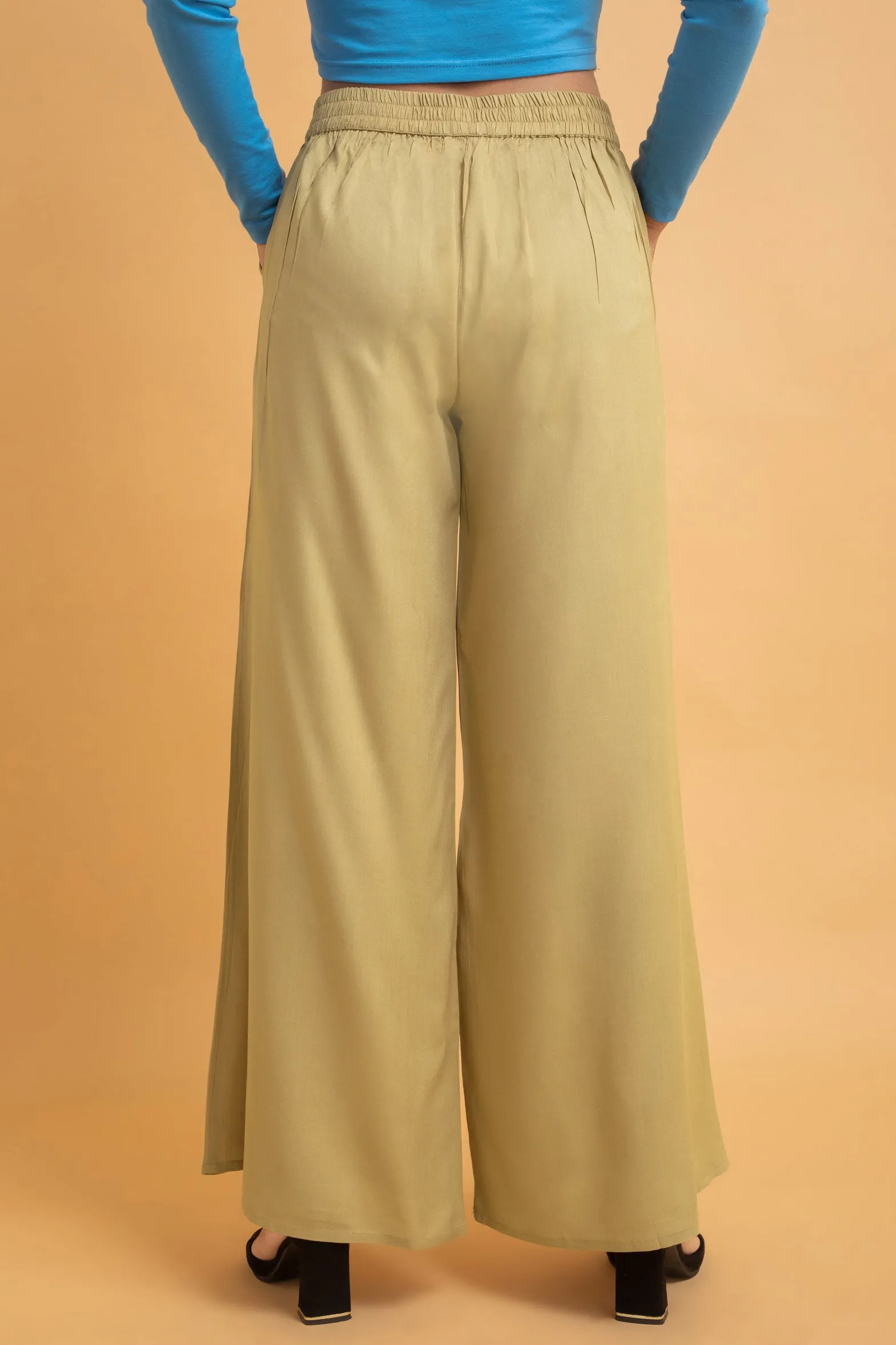 Solid Rayon Palazzo Pants