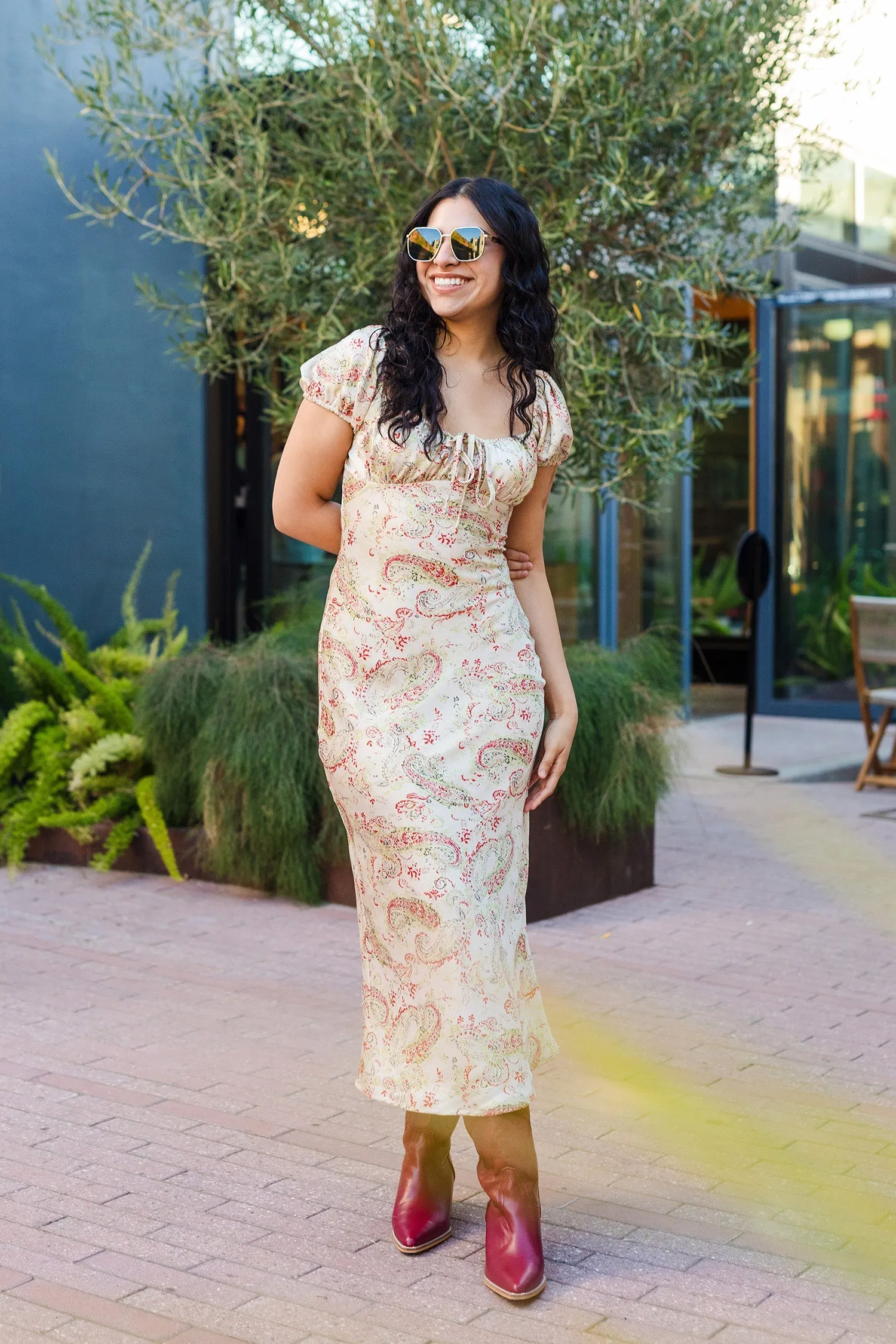 The Paisley Underground Satin Maxi Dress