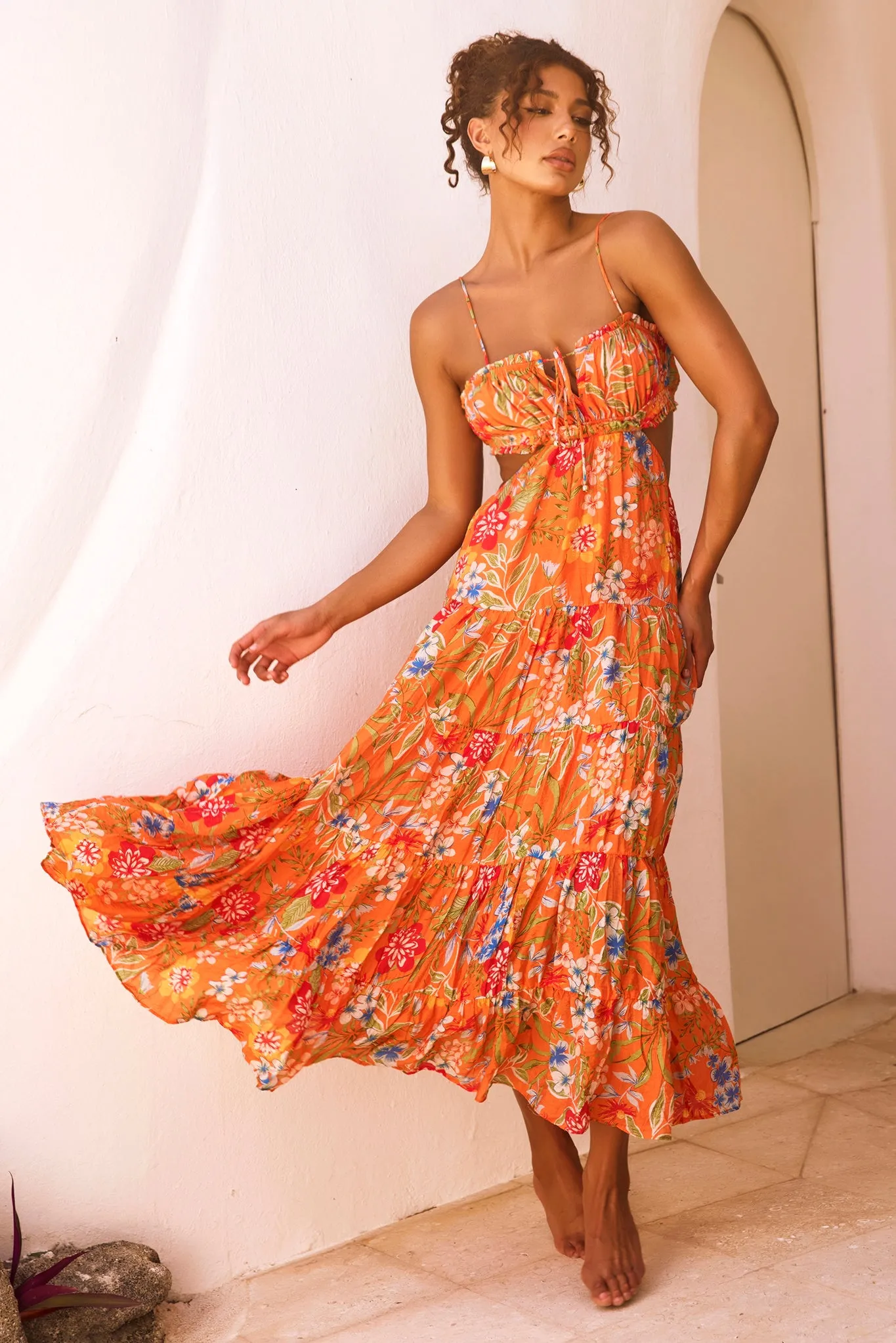 Timeless Dreams Maxi Dress - Orange Multi