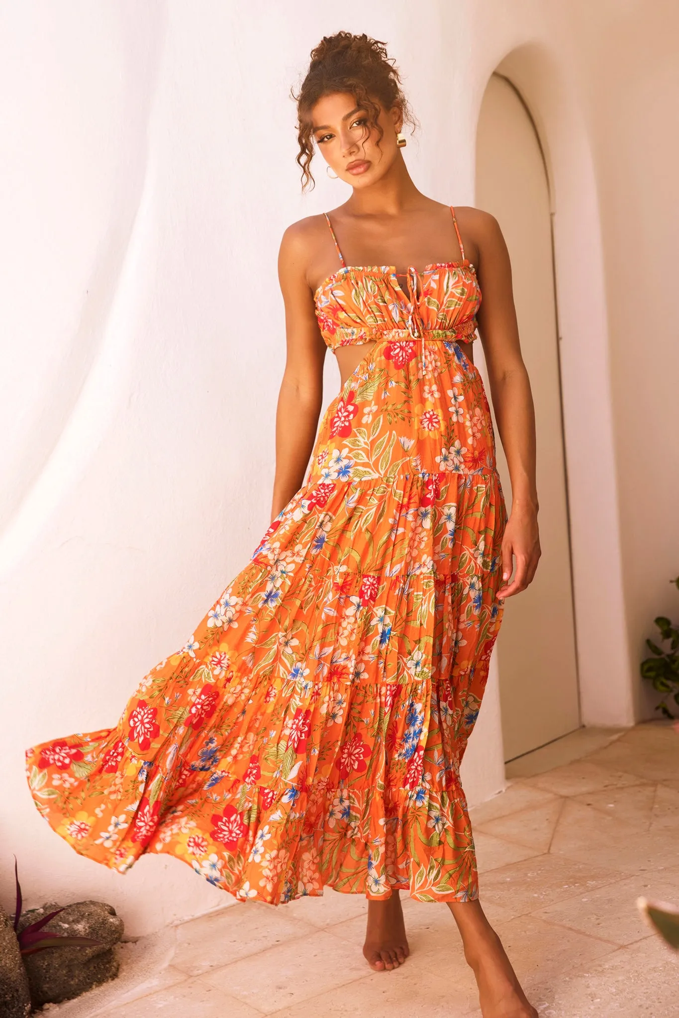 Timeless Dreams Maxi Dress - Orange Multi