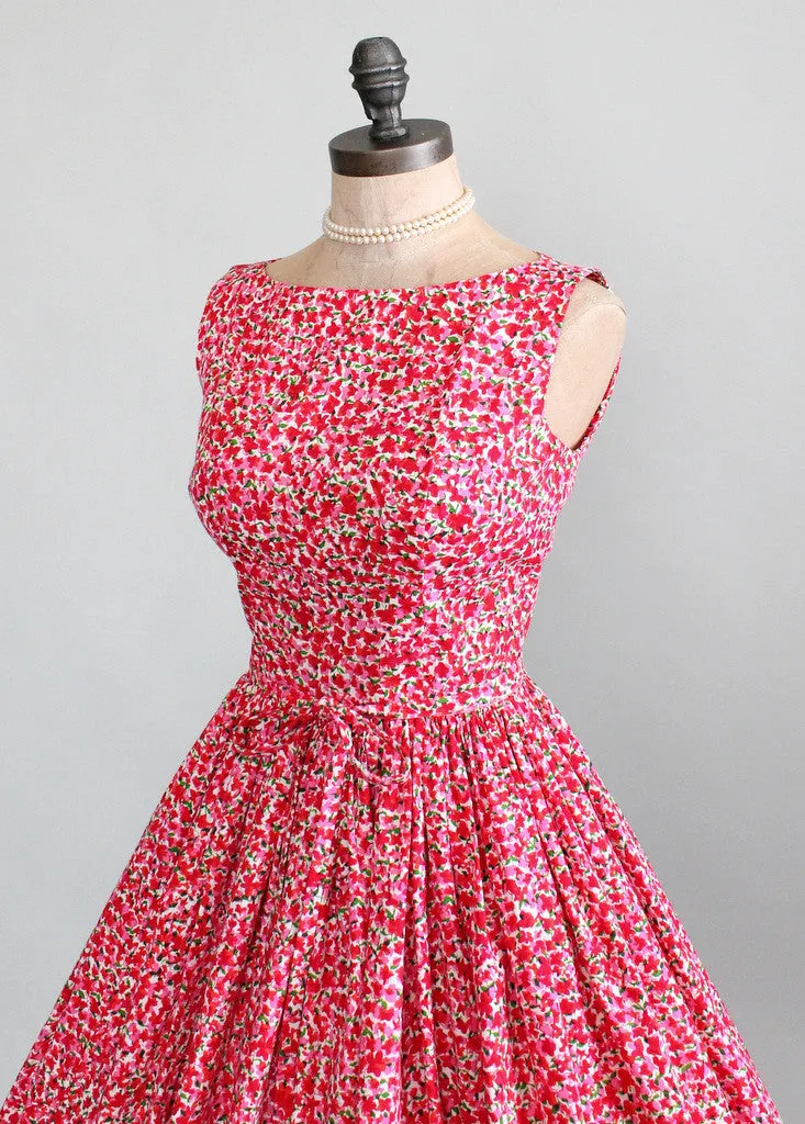 Vintage 1950s Peak Bloom Floral Day Dress