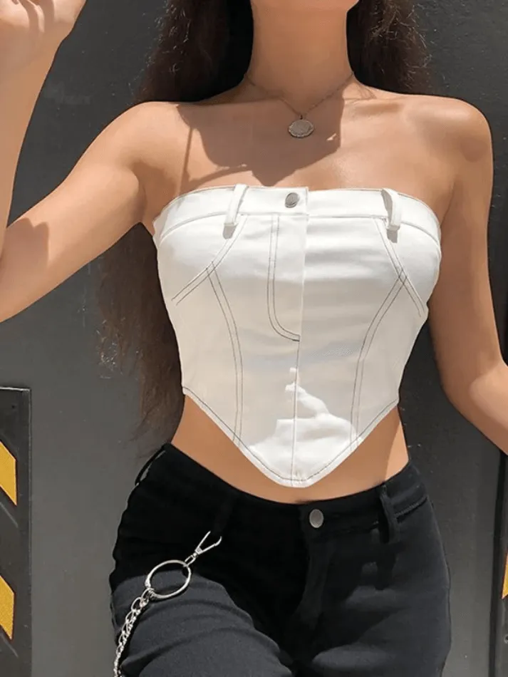 Vintage Zipper Bandeau Tops