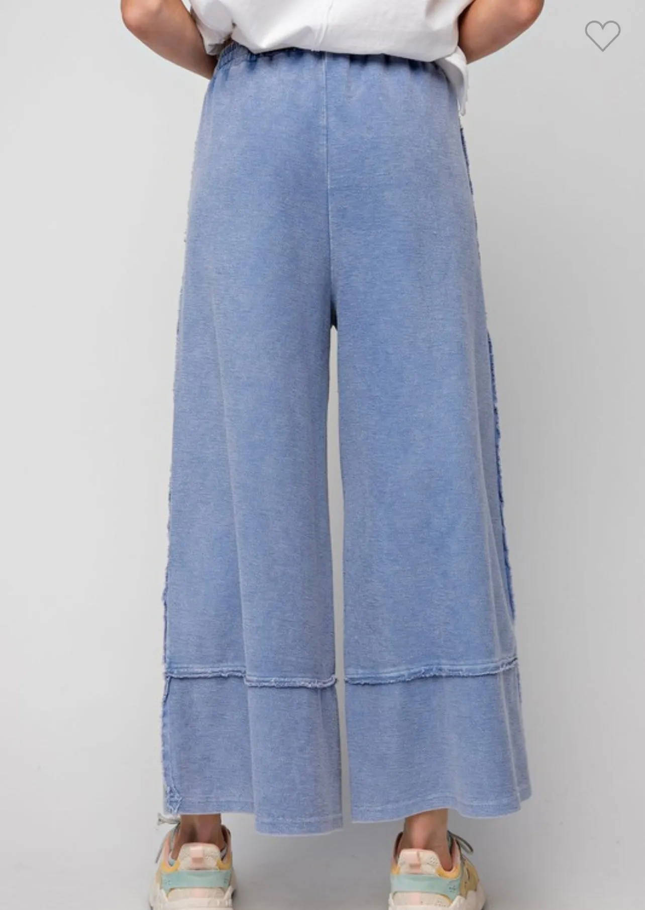 Washed Palazzo Wide Leg Pants