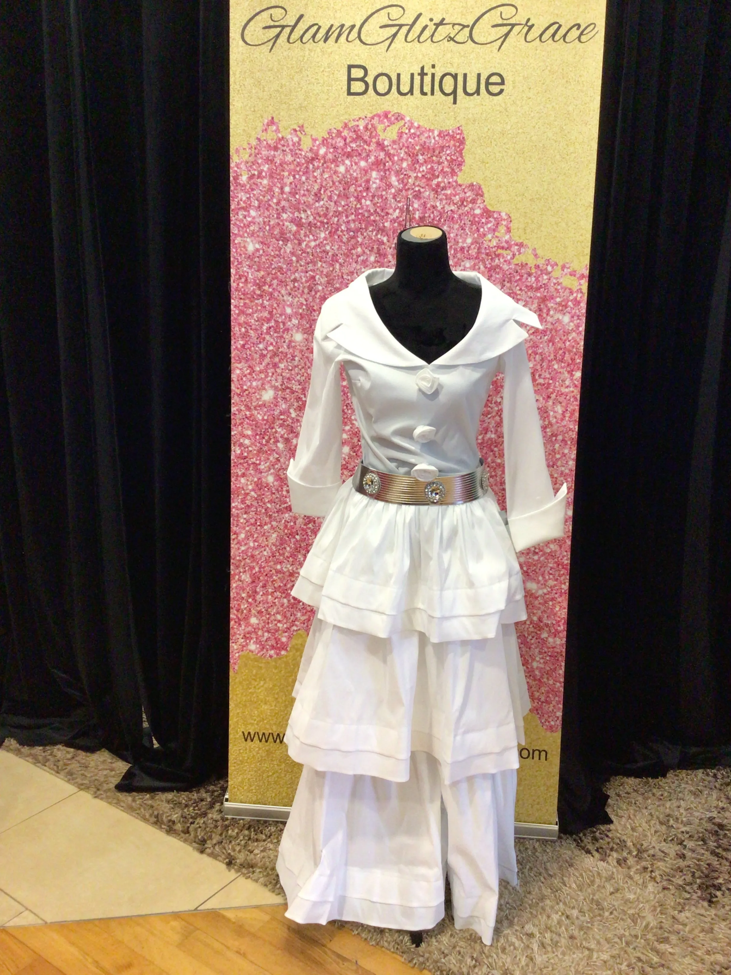 White Ruffled Wide Legged Bottoms (Outfit/Belt Sold Separately)