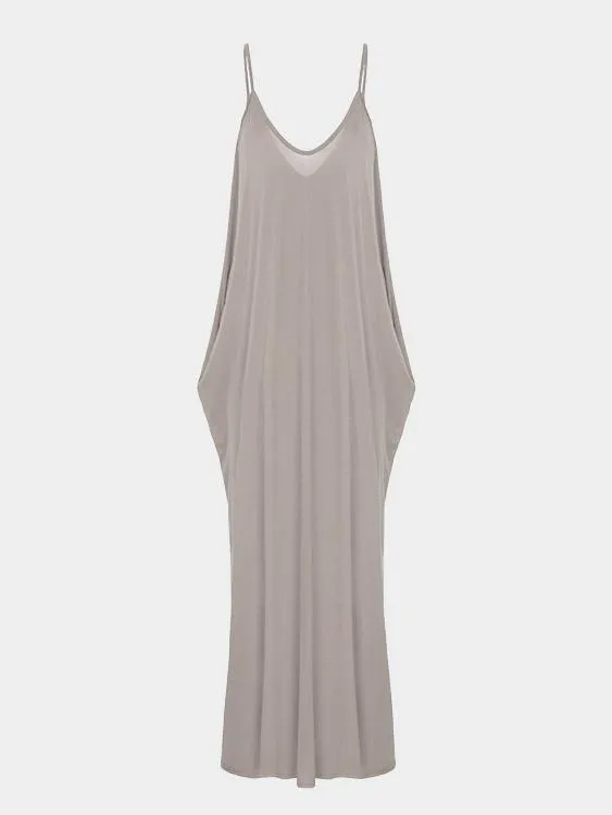 Wholesale Grey V-Neck Sleeveless Maxi Dress