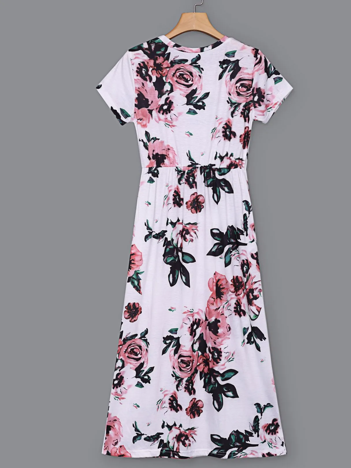 Wholesale Round Neck Short Sleeve Floral Print Dresses