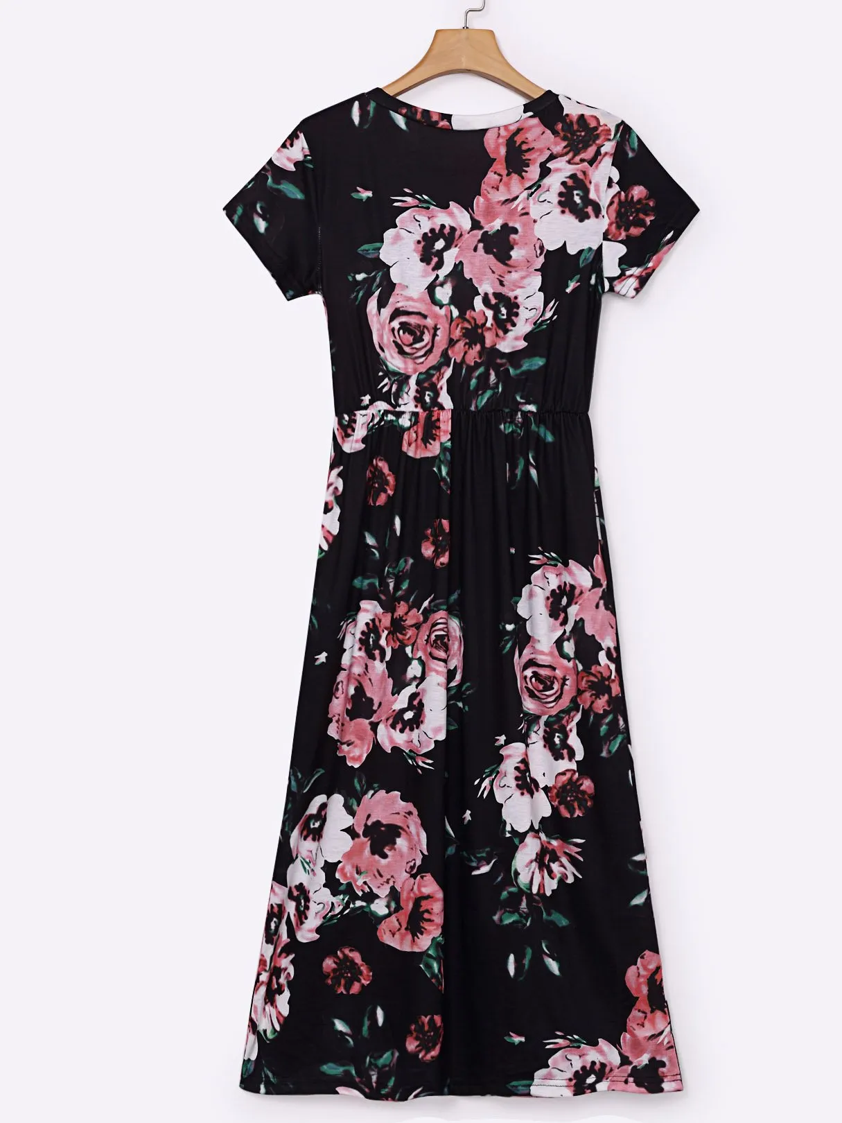 Wholesale Round Neck Short Sleeve Floral Print Dresses