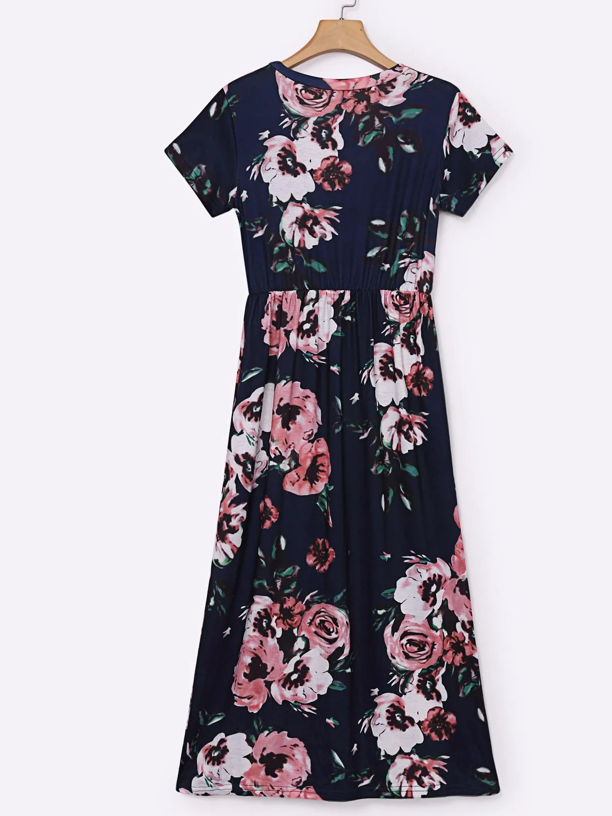 Wholesale Round Neck Short Sleeve Floral Print Dresses