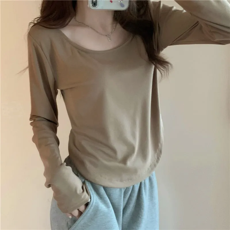 Women Long Sleeve Square Neck Top