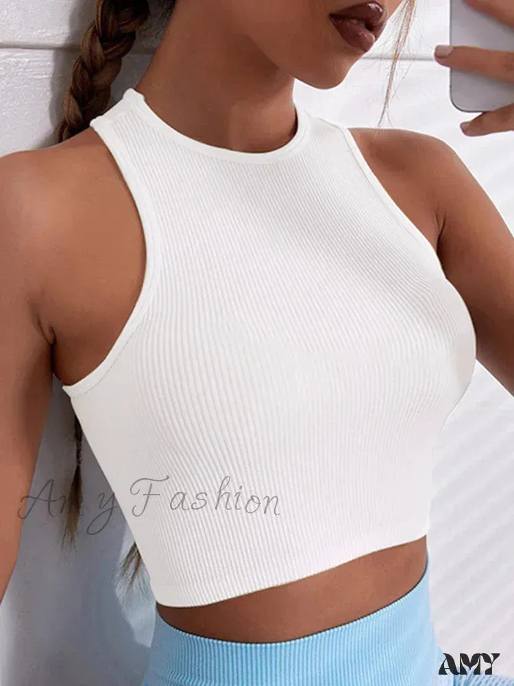 Y2k Solid Color Corset O-Neck Summer Clothes Crop Top