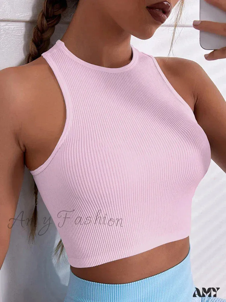 Y2k Solid Color Corset O-Neck Summer Clothes Crop Top